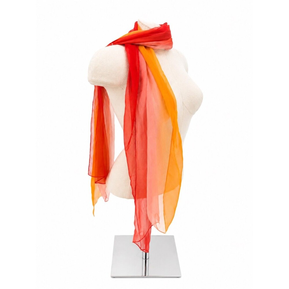 Unbranded Red Orange Ombre Sheer Scarf Lightweight Shawl Accessory